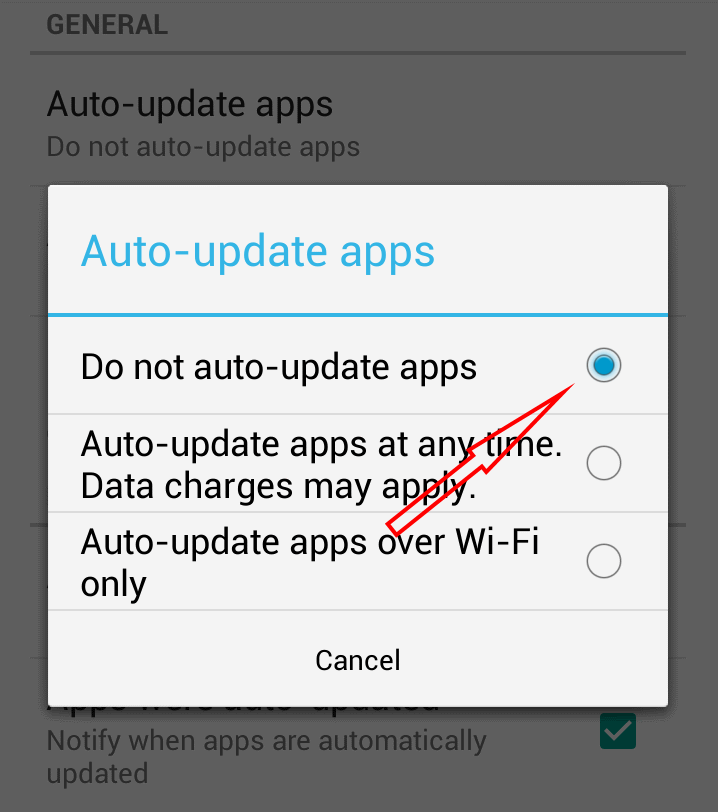 Do not auto update apps