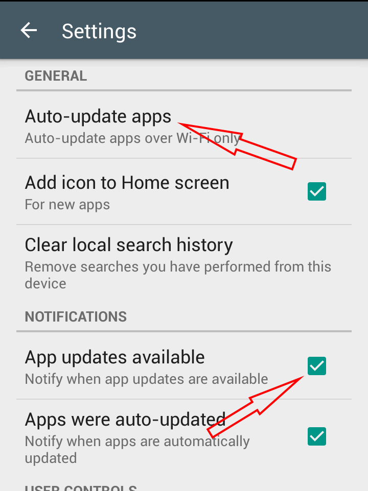 Tap on auto updates apps