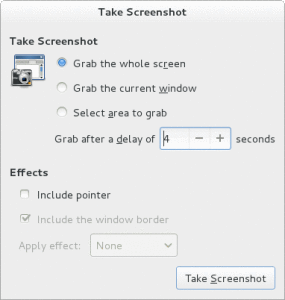 Configure screenshot application