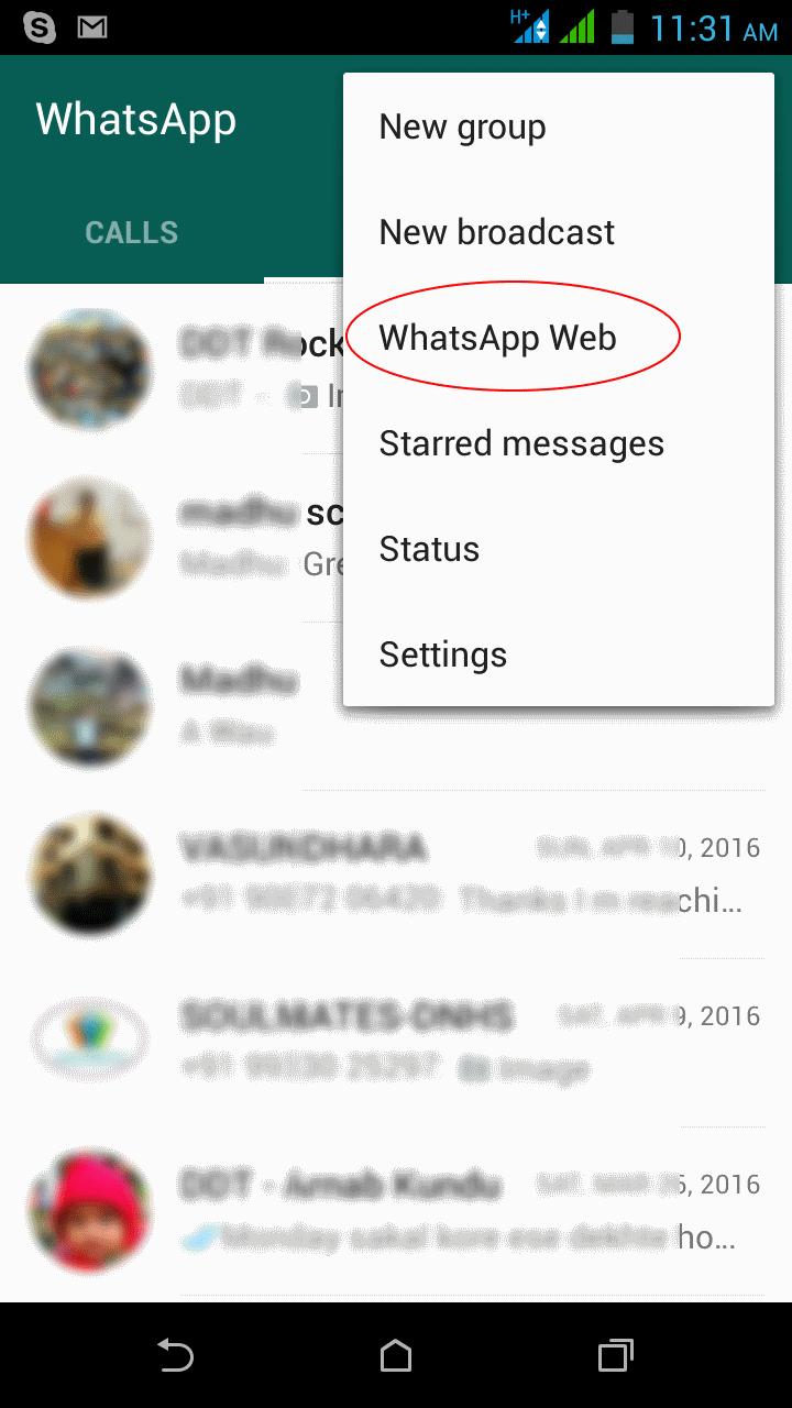 Scan QR Code from WhatsApp