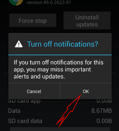 Disable App Notification