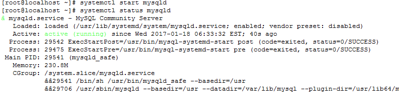 MySQL service running