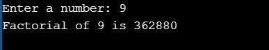 factorial of a number