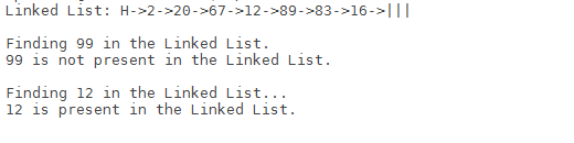 Search for an element in a linked list