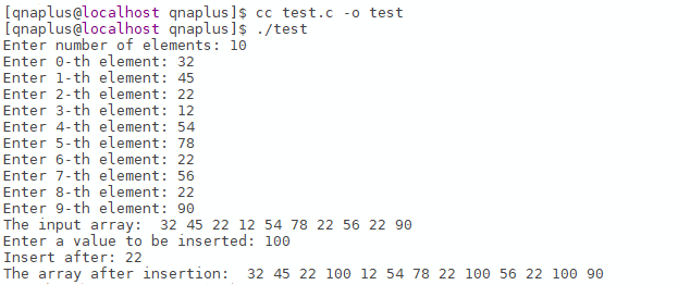 Insert an element in array after an existing element