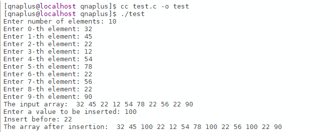 Insert an element in an array before an existing element